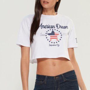 MISS POPULAR White American Dream Cotton Cropped Top